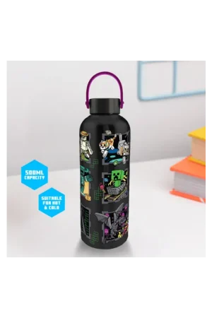 Hete Deal MINECRAFT - Mascots - Metal Water Bottle with Handle - 500ml