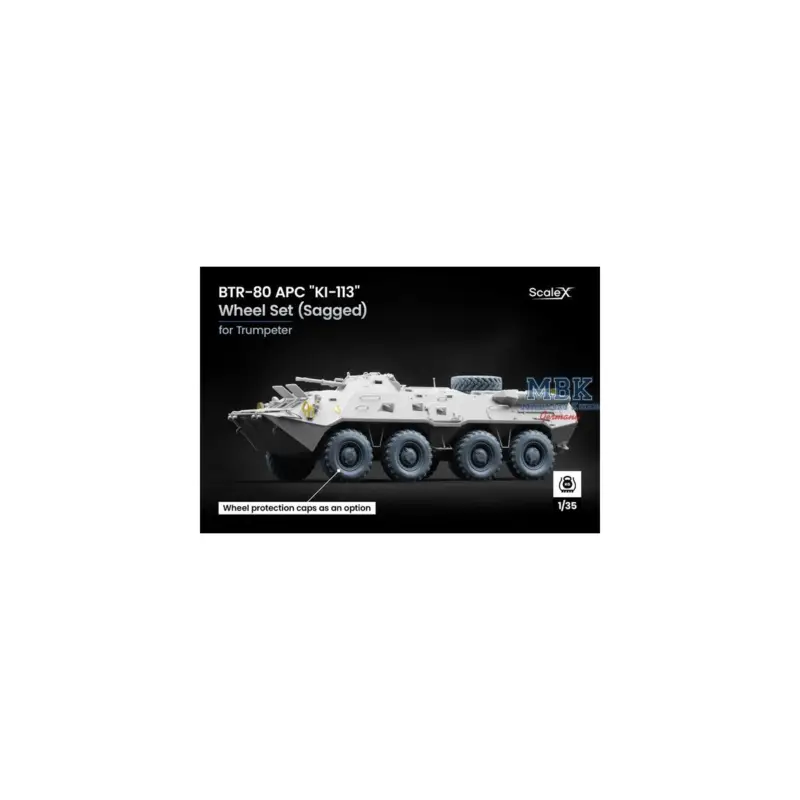 BTR-80 APC KI-113 Sagged wheel set - 1/35 Exclusieve Aanbieding