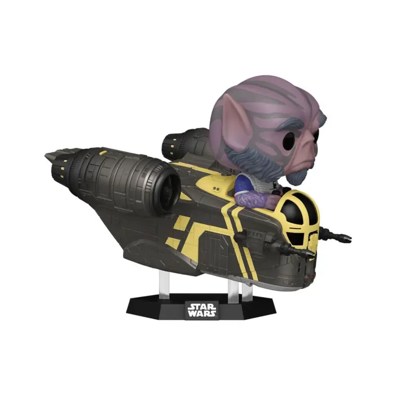 Koopje Star Wars: The Mandalorian and Grogu POP! Rides Deluxe Vinyl Figure Bobble Head Zeb Orrelios in the Razor Crest 9 cm