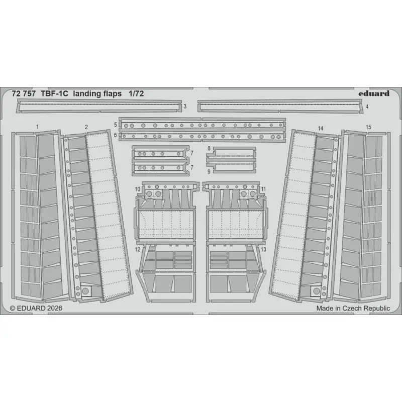 Eduard 72757 photo etched set tbf-1c landing flaps (for hobby boss) 1/72 Gereduceerde Prijs