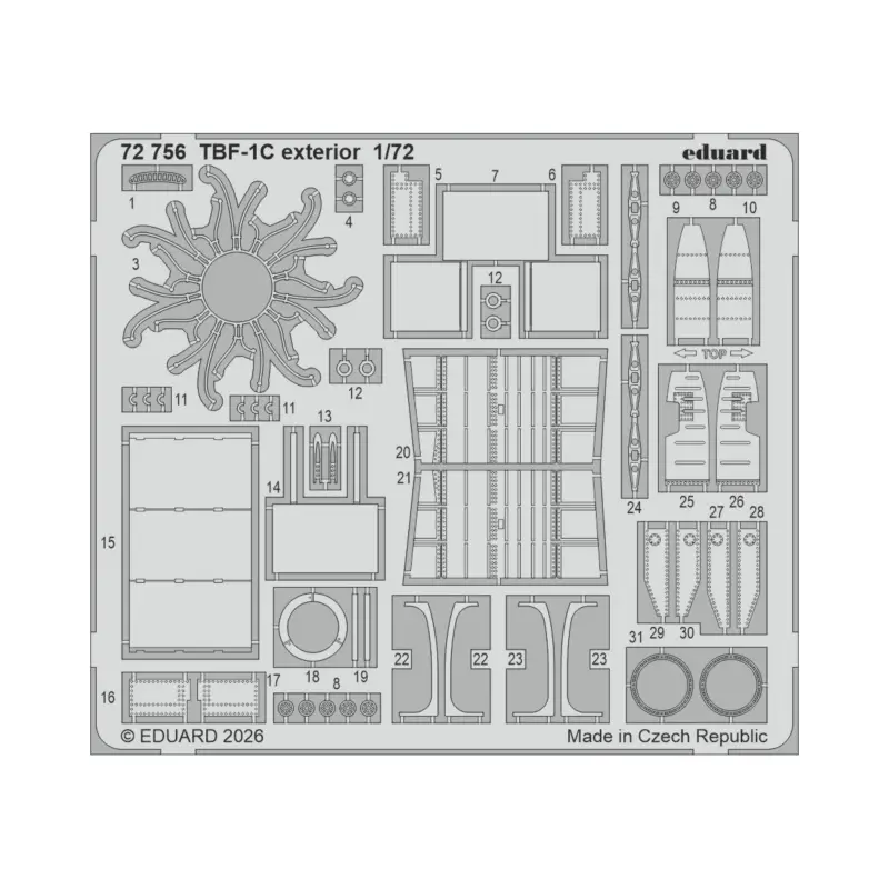 Eduard 72756 photo etched set tbf-1c exterior (for hobby boss) 1/72 Laatste Versie