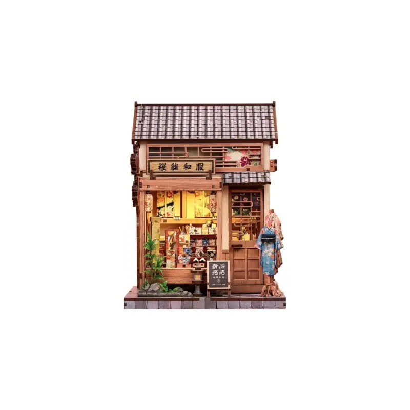 Maquette Book Nook Model Kit Miniature House Sakura O Kimono Shop 19 x 14 cm Gratis Retour