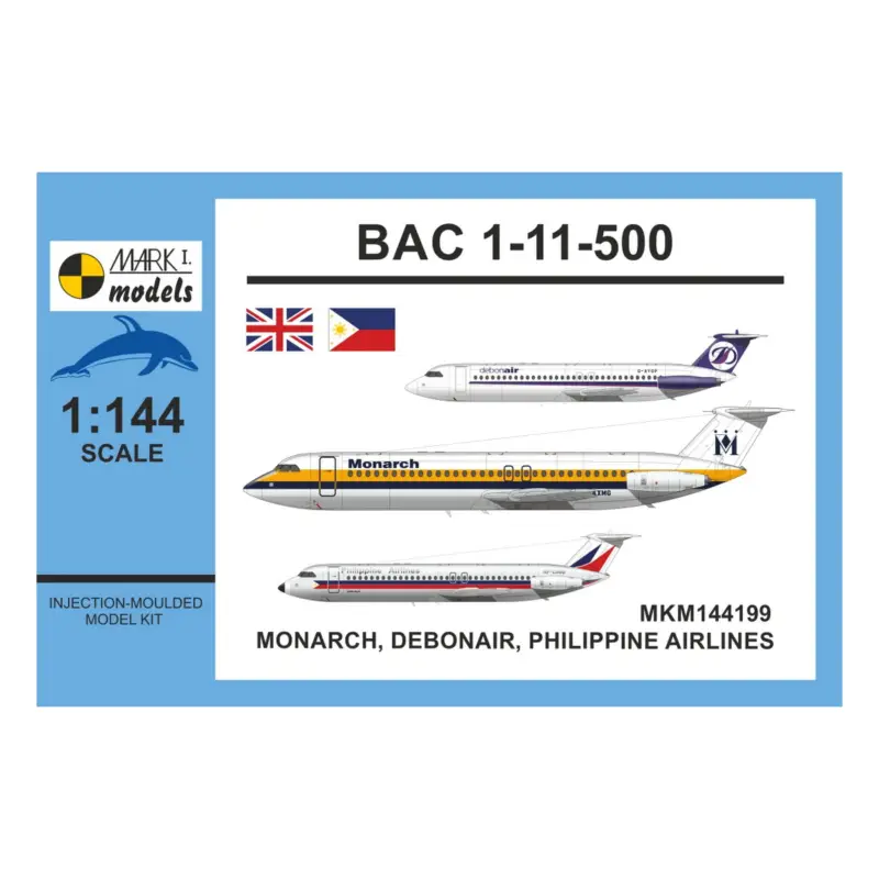 Populair BAC 1-11-500 'Monarch, Debonair, PAL' with new decals Schaalmodel