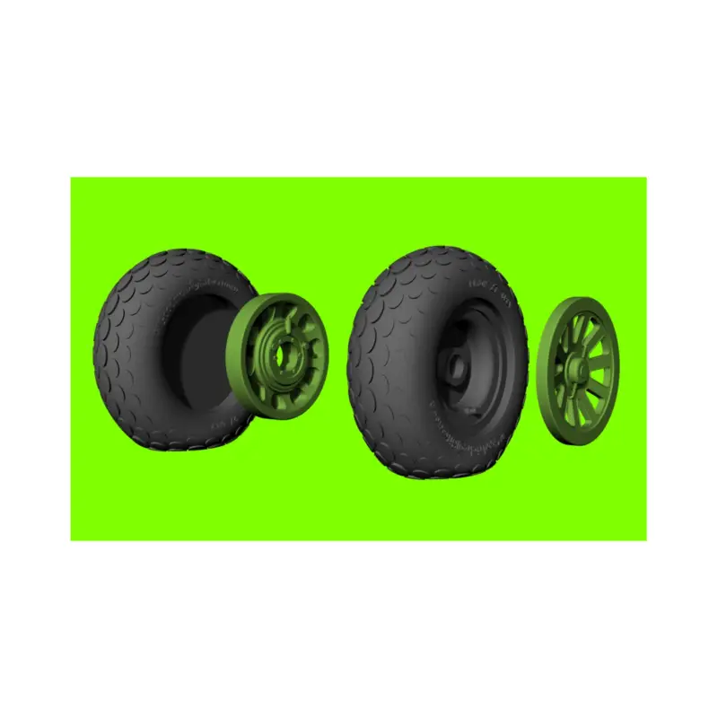 Fabrieksprijs North-American P-51D Mustang wheels with weighted effect tyres with oval tread pattern and separate 3d-printed hubs (designed to