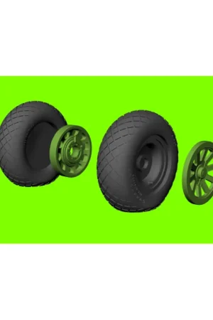 Beste Prijs North-American P-51D Mustang wheels with weighted effect tyres with diamond tread pattern and separate 3d-printed hubs (designed