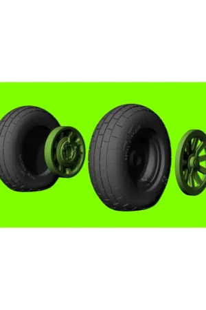 North-American P-51D Mustang wheels with weighted effect tyres with block tread pattern and separate 3d-printed hubs (designed t Fabrieksprijs