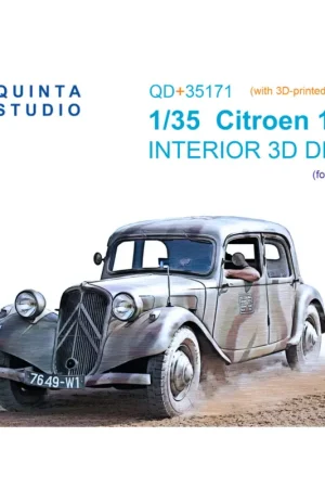 Citroen Traction 11CV Staff Car 3D-Printed & coloured Interior on decal paper (Tamiya) (with 3D-printed resin parts) Direct Beschikbaar