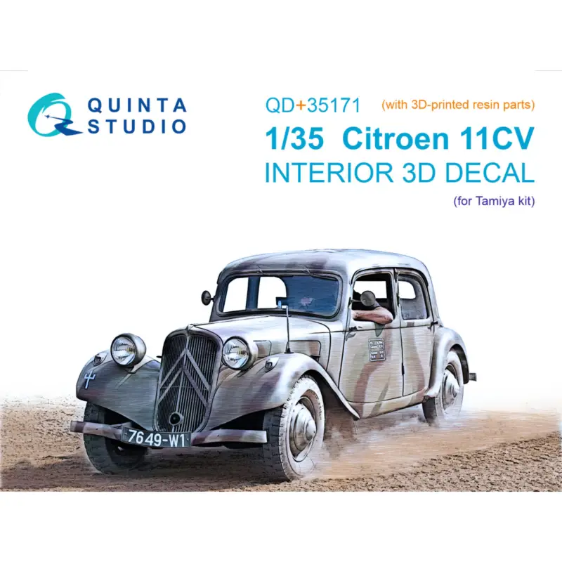 Citroen Traction 11CV Staff Car 3D-Printed & coloured Interior on decal paper (Tamiya) (with 3D-printed resin parts) Direct Beschikbaar