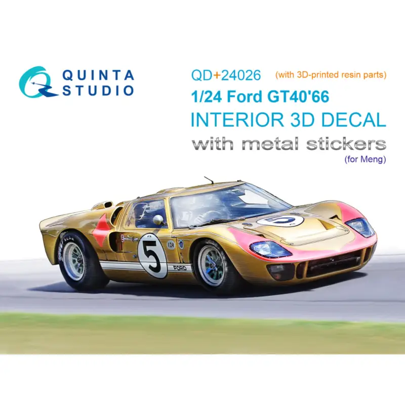 Ford GT40 Mark II '66 3D-Printed & coloured Interior on decal paper (Meng) (with 3D-printed resin and metal sticker parts) Beste Prijs
