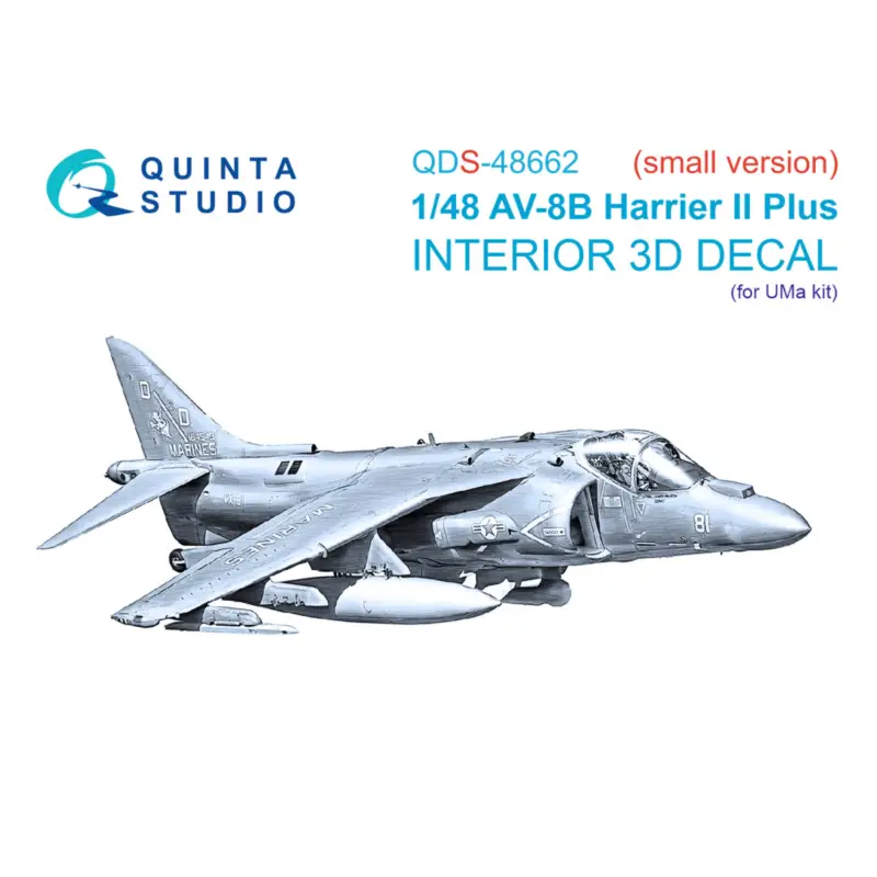 Speciale Aanbieding AV-8B Harrier II Plus 3D-Printed & coloured Interior on decal paper (UMa) (Small version)