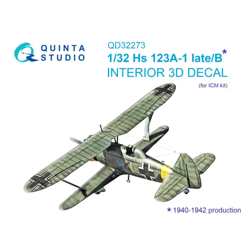 Hs 123A-1 late/Hs 123B 3D-Printed & coloured Interior on decal paper (ICM) Rechtstreeks Van De Fabrikant