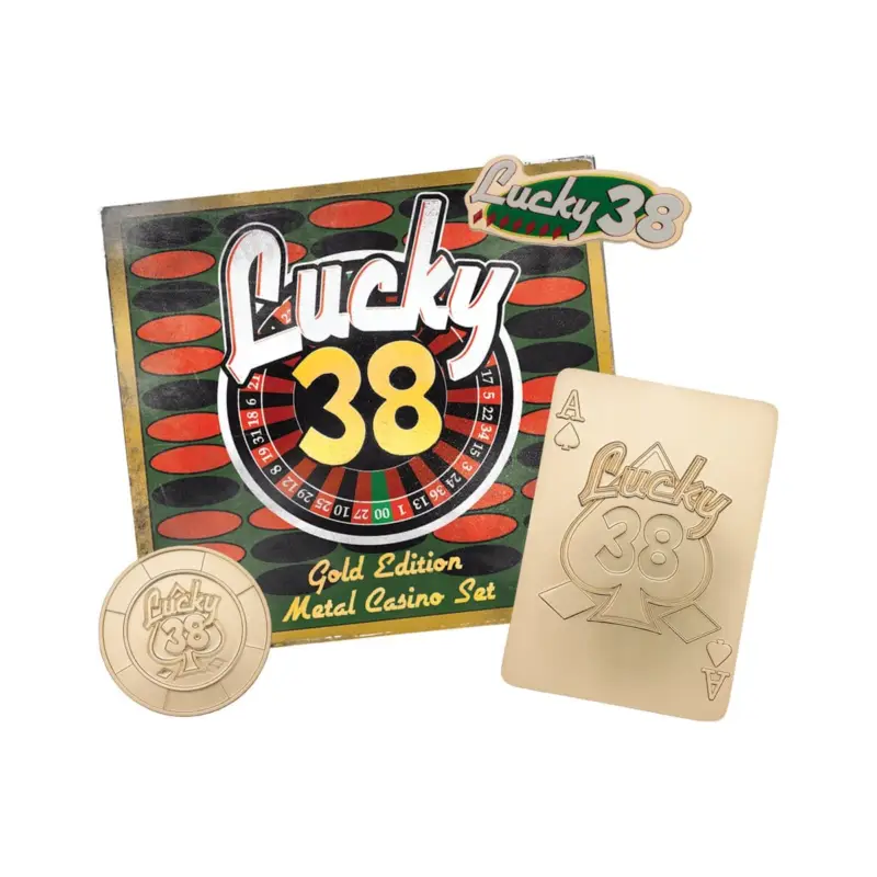 Bestel Nu Fallout: New Vegas Replica Lucky 38 Imitation Gold Casino Set Limited Edition