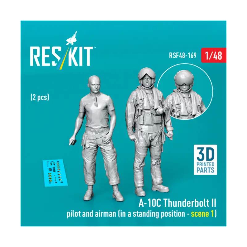 Hoge Kwaliteit A-10C Thunderbolt II pilot and airman (in a standing position - scene 1) (2 pcs) (3D Printed)