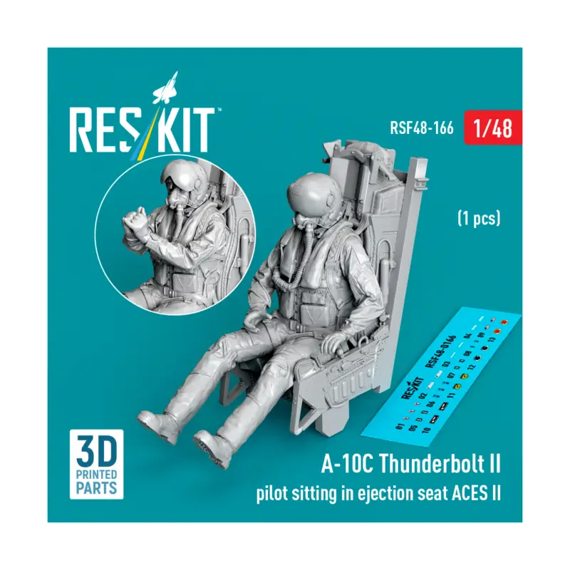 Lage Kosten A-10C Thunderbolt II pilot sitting in ejection seat ACES II (1 pcs) (3D Printed) Figuren