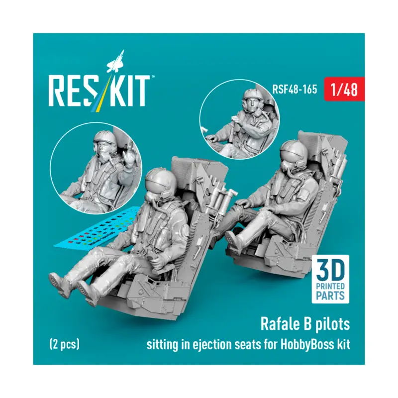 Gratis Retour Rafale B pilots sitting in ejection seats (designed to be used with Hobby Boss kits) (2 pcs) (3D Printed)