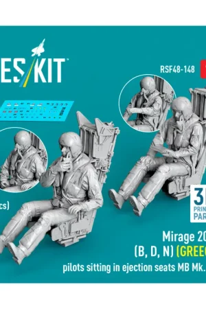 Dassault_Mirage 2000 (B, D, N) (GREECE) pilots sitting in ejection seats MB Mk.10Q (2 pcs) (3D Printed) Koop Online