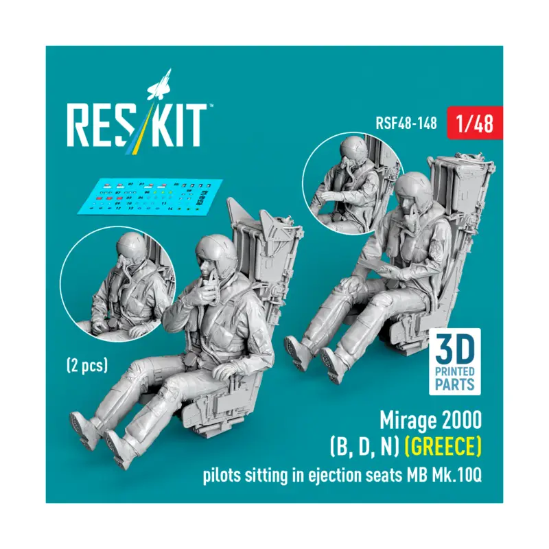 Dassault_Mirage 2000 (B, D, N) (GREECE) pilots sitting in ejection seats MB Mk.10Q (2 pcs) (3D Printed) Koop Online