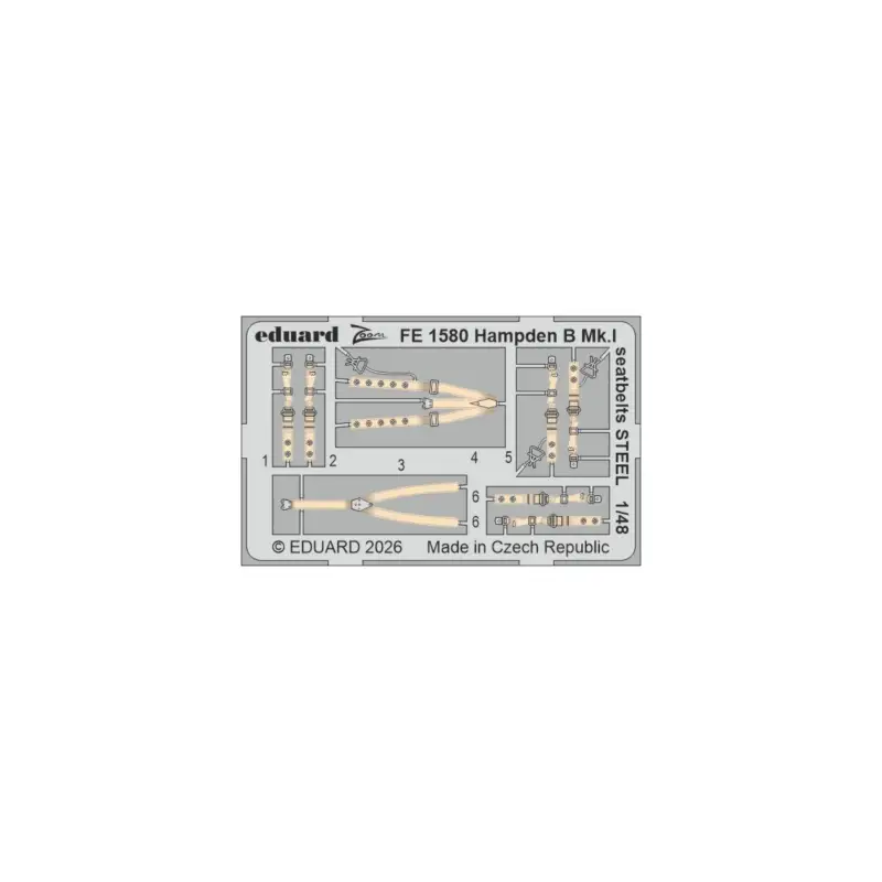 Goedkoop Eduard fe1580 zoom set hampden b mk.i seatbelts steel (for icm) 1/48