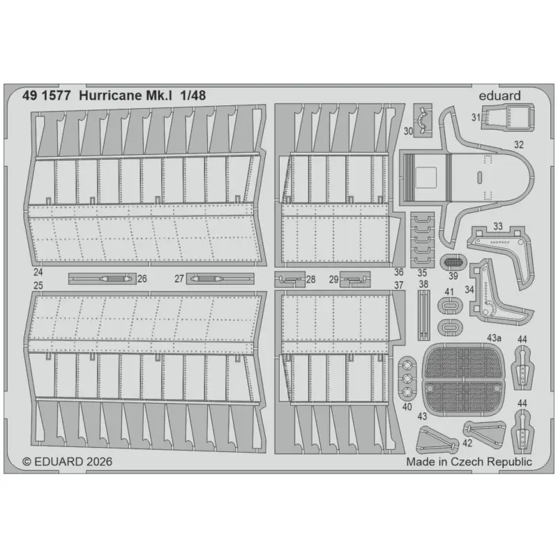 Eduard 491577 photo etched set hurricane mk.i (for arma hobby) 1/48 Superprijs