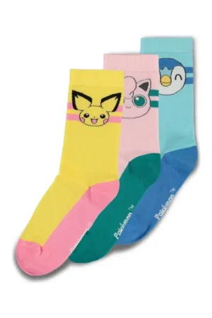 Pokémon pack of 3 pairs of Crew socks, sizes 35-38 Beperkte Voorraad