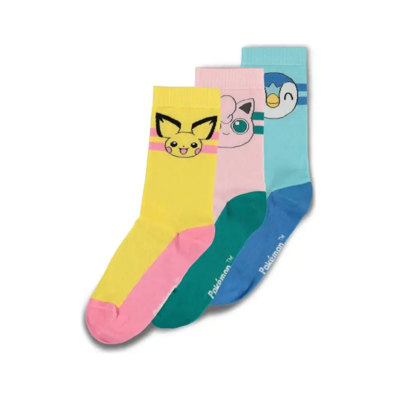 Pokémon pack of 3 pairs of Crew socks, sizes 35-38 Beperkte Voorraad