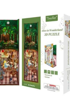 BOOK NOOK KIT - DIY - Alice in Wonderland - 184 pieces + LED Light Premium