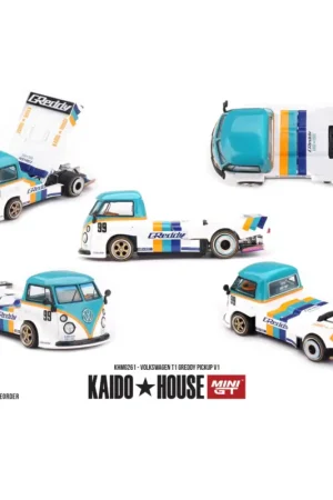 Speciale Aanbieding MINI GT x KAIDO HOUSE VOLKSWAGEN T1 PICKUP GREDDY PICKUP V1 1972 1/64 Miniatuur