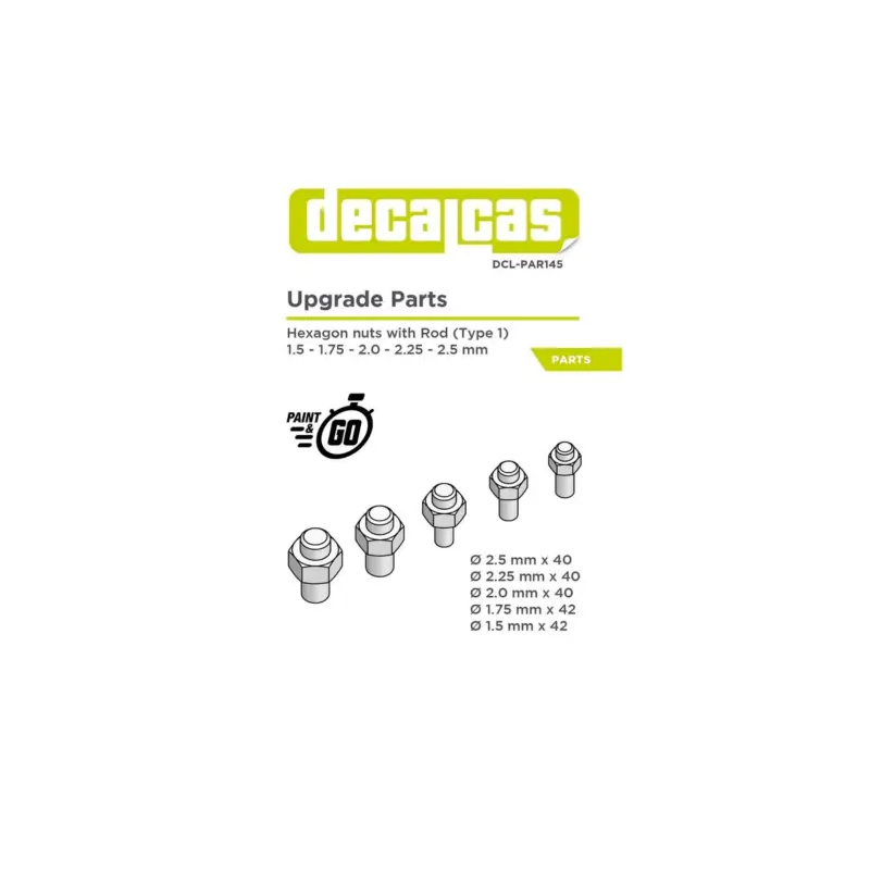 Seizoensaanbieding Hexagon nuts with rod (type 1) 1.5 - 1.75 - 2.0 -2.25 - 2.5mm