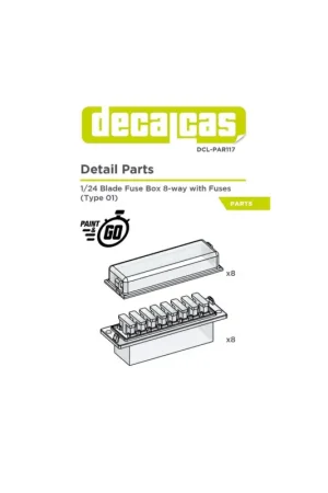 Detail for scale models : blade fuse box 8 ways with fuses (8+8 units/each) Gecertificeerd