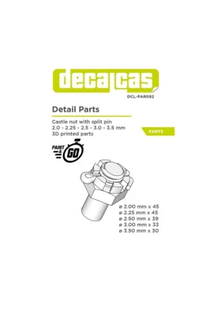 Castle nut with split pin 2.0 - 2.25 - 2.5 - 3.0 - 3.5 mm Nieuw