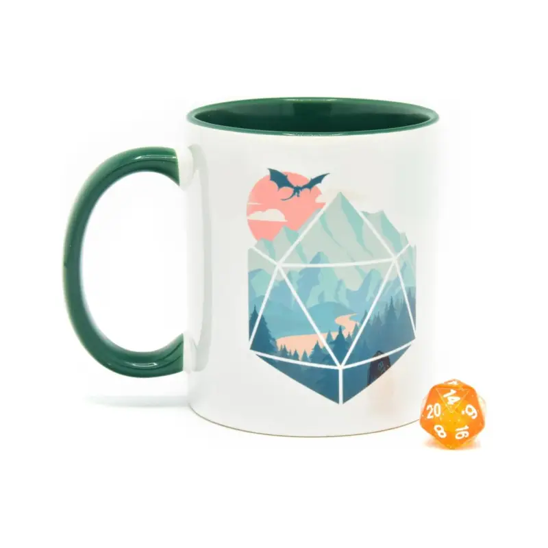 Glassstaff mug pack with D20 A D20 Scene dice Voordeelprijs