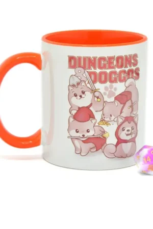 Snelle Levering Glassstaff mug pack with D20 Dungeons & Doggos dice