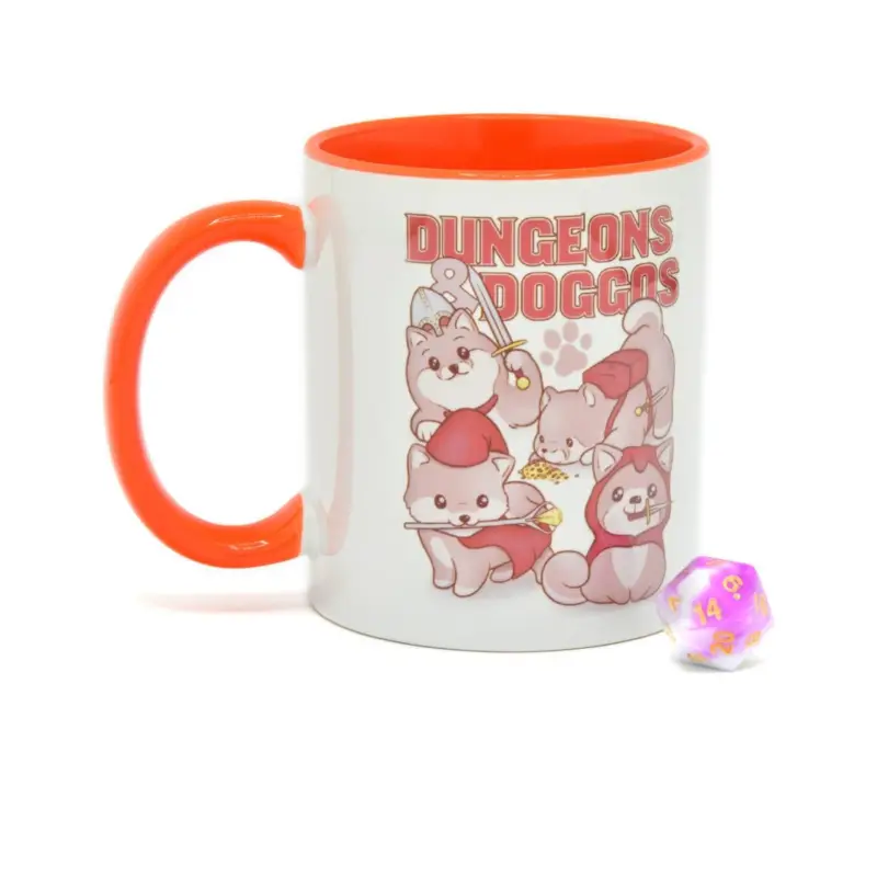 Snelle Levering Glassstaff mug pack with D20 Dungeons & Doggos dice