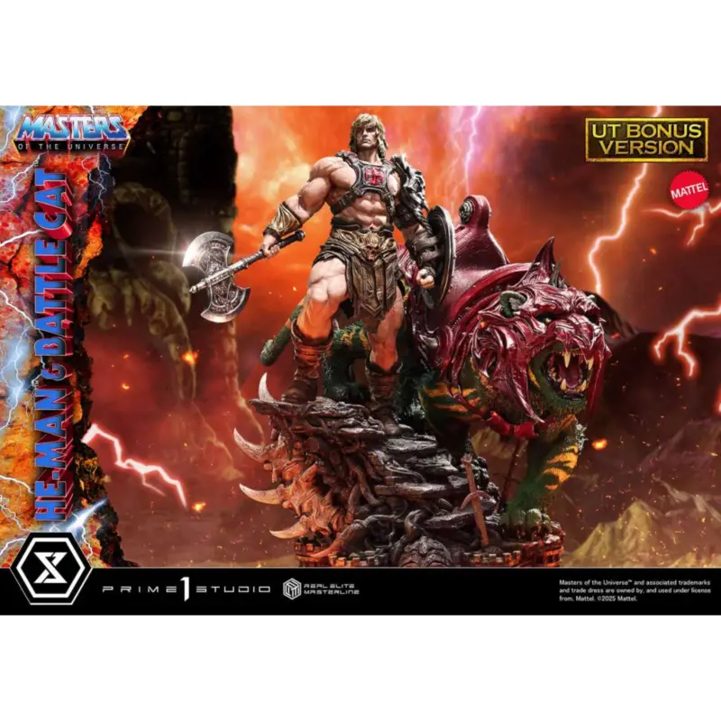 Bestel Nu Masters of the Universe statuette Real Elite Masterline Series 1/4 He-Man & Battle Cat Ultimate Bonus Version 86 cm