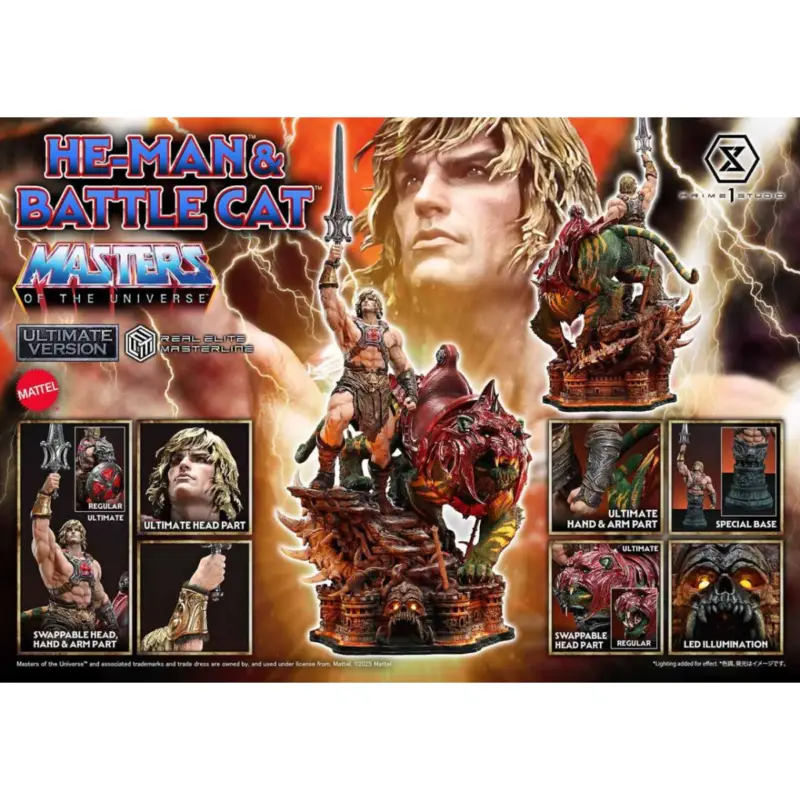 Masters of the Universe statuette Real Elite Masterline Series 1/4 He-Man & Battle Cat Ultimate Version 86 cm Actieprijs