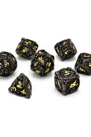 Tijdelijk Beschikbaar CritStones Hollow Metal Soulreaper Gold dice pack (7)