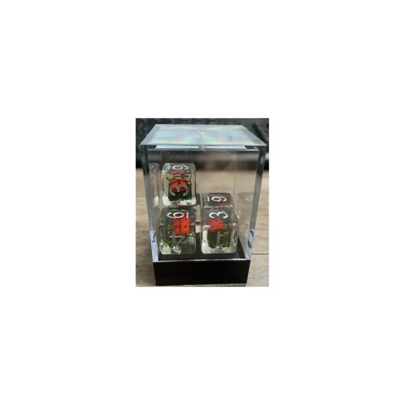 Op = Op Set of 5 D6 resin dice from the Insert range - boxed - Ladybug