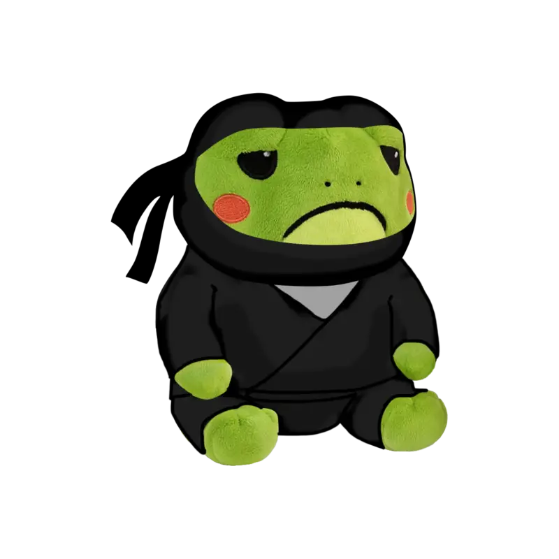FROWNY FROGS - Ninja - Plush 25cm Direct Verzonden