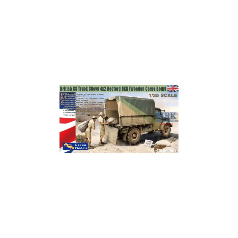Brit.GS Truck 30cwt 4x2 Bedford OXD (Wood.Crg.Bd.) Schaalmodel Direct Verzonden