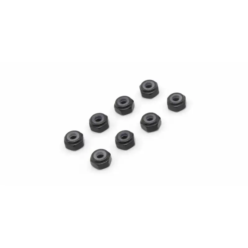 Kyosho Mini-Z M2 Nylstop Aluminum Wheel Nuts (8) Black Gecertificeerd
