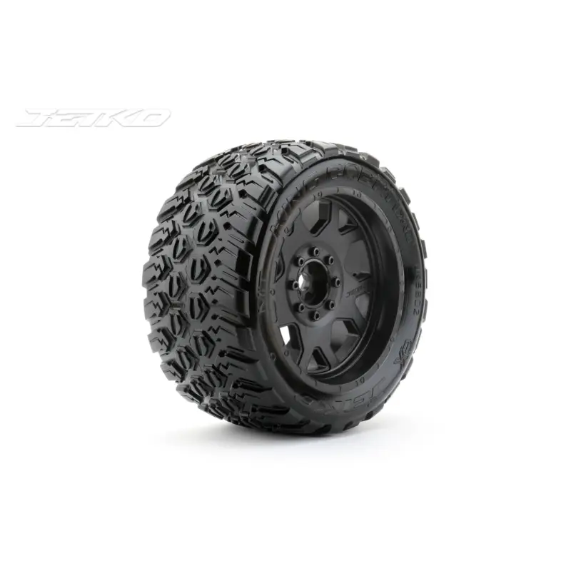 Seizoensaanbieding Jetko EX King Cobr XMT canvas tires with TRX Xmaxx Kraton black rims (2)