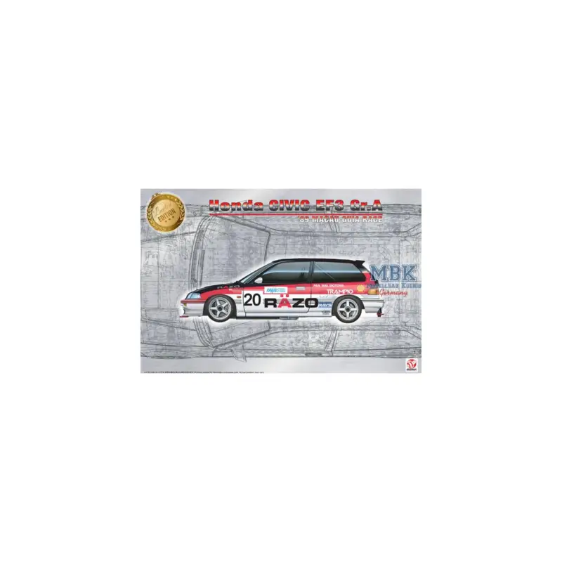 Lage Prijs Honda Civic EF3 Gr.A 1989 Macau Guia Race 20 1:24 Schaalmodel