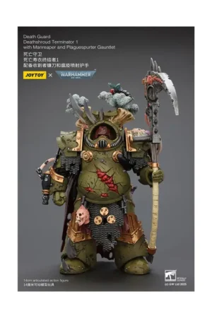 Warhammer 40k Figure 1/18 Death Guard Deathshroud Terminator 1 with Manreaper and Plaguespurter Gauntlet 14 cm Betrouwbaar