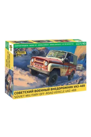 ZVEZDA 43007 Military Model Kit Soviet Military All-Terrain Vehicle UAZ-469 1/43 Schaalmodel Hoge Kwaliteit