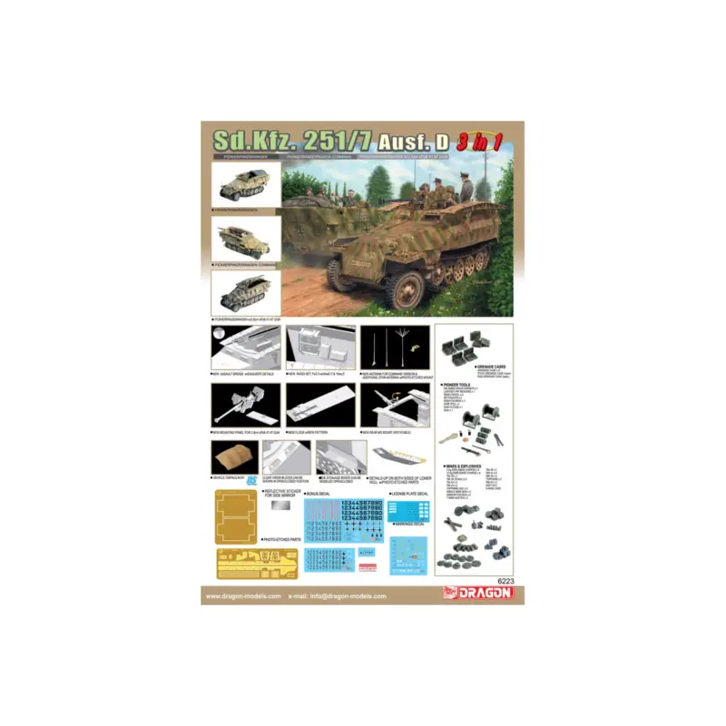 Dragon 6223 military model 1/35 sd.kfz.251/7 ausf.d pionierpanzerwagen 1/35 Schaalmodel Speciale Aanbieding