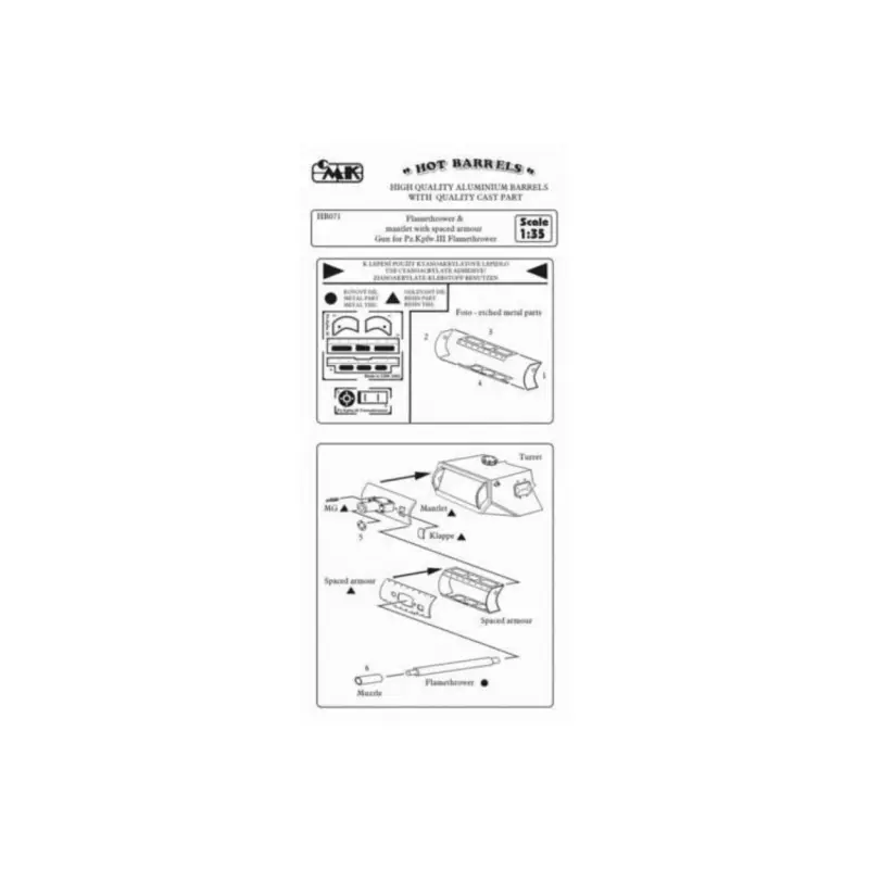 Cmk 129-hb071 hot barrels flamethrower (with spaced armor) mantlet.gu 1/35 Must-Have