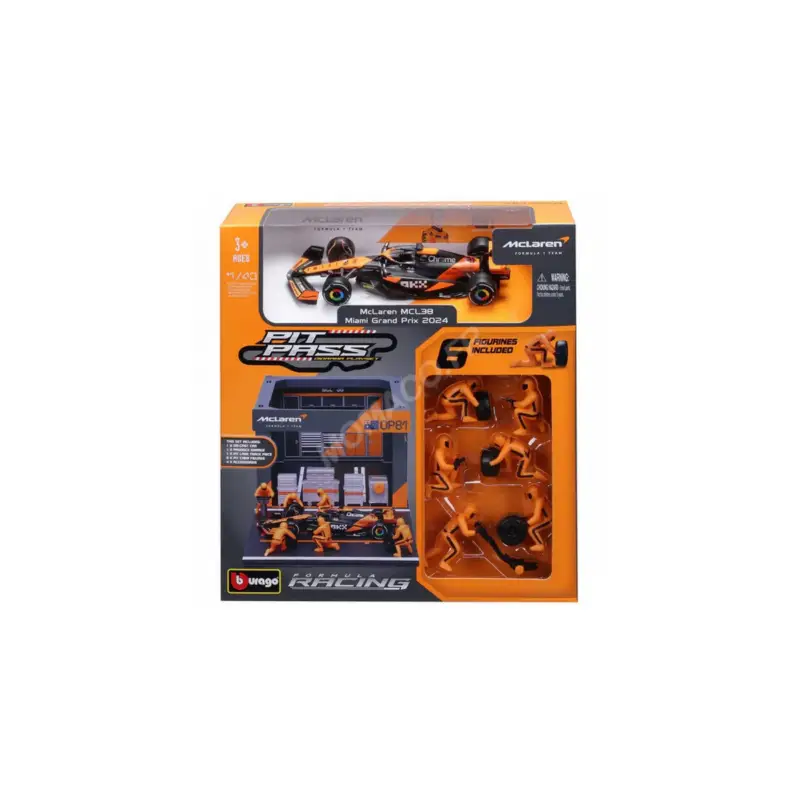 Direct Verzonden Set pit stop : figurines mecaniciens avec stand et accessoires mc laren piastri Miniatuur