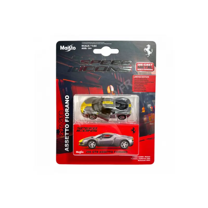 Ferrari 296 gtb hybrid 830hp v6 2021 gris assetto fiorano Miniatuur Exclusieve Aanbieding