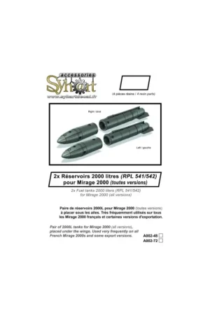 Decal 2000L fuel tanks for Mirage 2000 (1x pair - resin) (RPL541/542) Betaalbaar