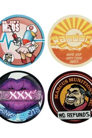 Gereduceerde Prijs BORDERLANDS - 4 Engraved Metal Coasters